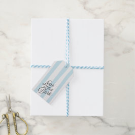 Etiquetas Para Regalos 'Amor a primera ladrida' azul y blanco a rayas 