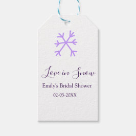 Etiquetas Para Regalos Amor en la ducha nupcial de copos de nieve púrpura