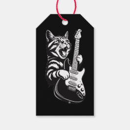 Etiquetas Para Regalos Amor por Música Genial | Gato de Rock Tocando Guit