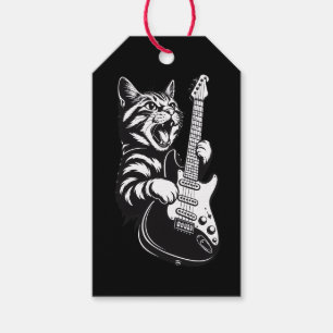 Etiquetas Para Regalos Amor por Música Genial Gato de Rock Tocando Guit