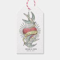 Amor verdadero | Aves de tatuaje vintage con coraz