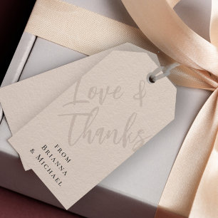 Etiquetas Para Regalos Amor y agradecimiento beige neutral con nombres