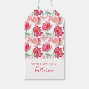 Etiquetas Para Regalos Añada su modelo conocido del Peony de la acuarela