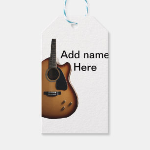 Etiquetas Para Regalos Añadir el nombre texto guitarra acústica marrón ed