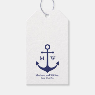 Etiquetas Para Regalos Ancla náutica azul marino blanca monograma persona