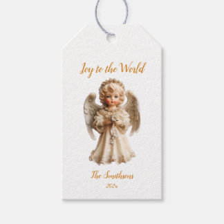 Etiquetas Para Regalos Ángel de la Navidad de la Vintage porcelana