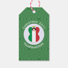 Etiquetas Para Regalos Ángel de Navidad con Bandera Italiana Personalizad