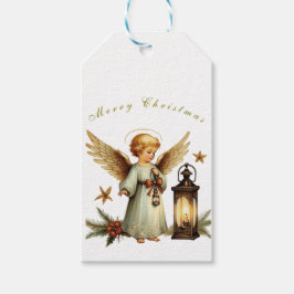 Etiquetas Para Regalos Ángel de Navidad Vintage Hermoso