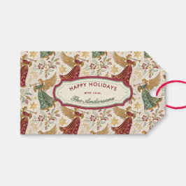 Etiquetas Para Regalos Ángeles de Navidad Vintage Personalizados