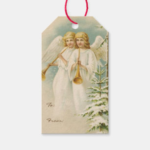 Etiquetas Para Regalos Ángeles pasados de moda del navidad