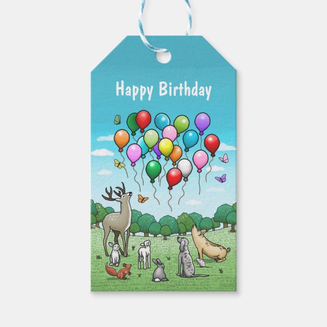 Etiquetas Para Regalos Animales con Globos (Anverso)