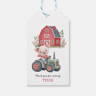 Etiquetas Para Regalos Animales de la granja Cute Tractor de Cerdo Fiesta