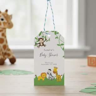 Etiquetas Para Regalos Animales de la jungla de fondo de Baby Shower de S