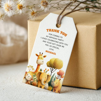 Etiquetas Para Regalos Animales de Safari del ZOO Lindos Cumpleaños 1er a