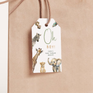 Etiquetas Para Regalos Animales de Safari Jungla Oh Boy Baby Shower Graci