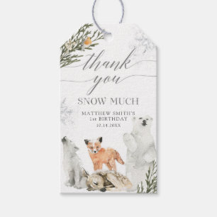 Etiquetas Para Regalos Animales de Winter Onederland Woodland Gracias