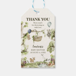 Etiquetas Para Regalos Animales de Woodland Baby Shower Gracias