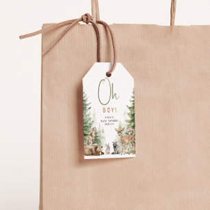 Etiquetas Para Regalos Animales de Woodland Oh Boy Baby Shower Gracias