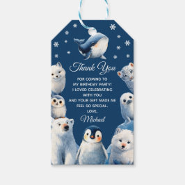 Etiquetas Para Regalos Animales del Ártico Invierno Día de los Niños Grac