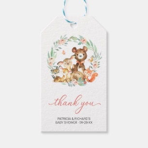 Etiquetas Para Regalos Animales del Bosque Vegetación Baby Shower Agradec