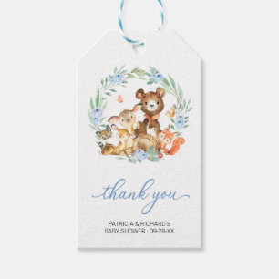 Etiquetas Para Regalos Animales del Bosque Verde Gracias por el Baby Show