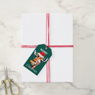 Etiquetas Para Regalos Animales divertidos de Safari Giraffe Santa Xmas f