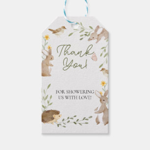 Etiquetas Para Regalos Animales forestales verdes Baby Shower Gracias