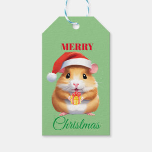 Etiquetas Para Regalos Animales lindos invierno hámster Santa Navidad  