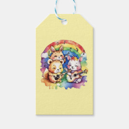 Etiquetas Para Regalos Animales muy bien educados tocando música en el ar