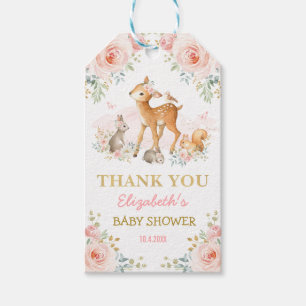 Etiquetas Para Regalos Animales rosados Baby Shower del arbolado del oro