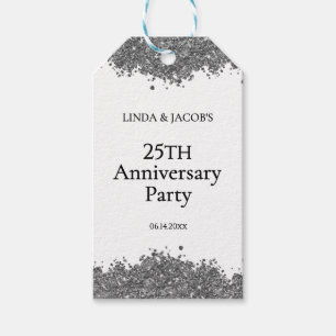 Etiquetas Para Regalos Aniversario de Bodas de Plata 25 años con Brillo F