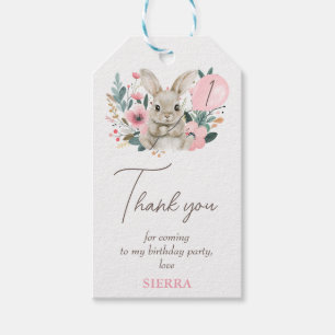 Etiquetas Para Regalos Aniversario de la Conejita Rosa Floral Gracias