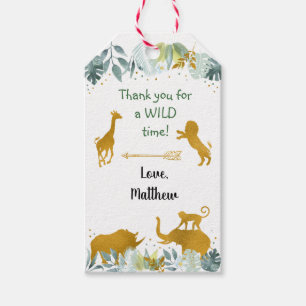 Etiquetas Para Regalos Aniversario de la fauna de Safari Gold Greeneratio