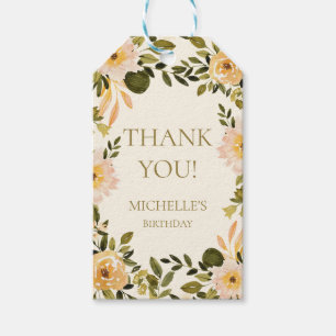 Etiquetas Para Regalos Aniversario de la vegetación floral de crema amari
