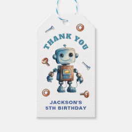 Etiquetas Para Regalos Aniversario de Robot Kids Gracias