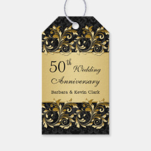 Etiquetas Para Regalos Aniversario del 50° Boda de Golden swirls