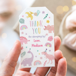 Etiquetas Para Regalos Aniversario del Boho Rosa Dinosaur Gracias
