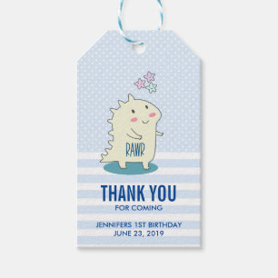 Etiquetas Para Regalos Aniversario del Ilustracion de Dinosaurio Sonrient