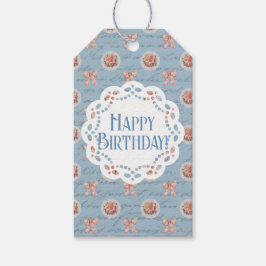 Etiquetas Para Regalos Aniversario feliz de la antigüedad azul