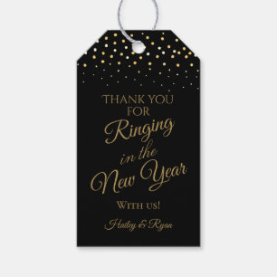 Etiquetas Para Regalos Años nuevos Boda negro y Purpurina de oro gracias