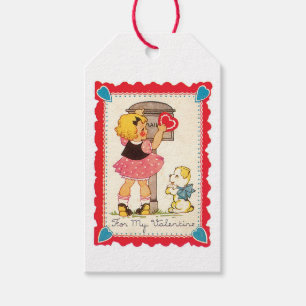 Etiquetas Para Regalos Antiguo Chica de San Valentín con pipa