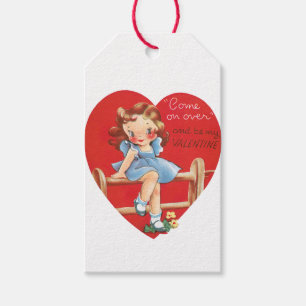 Etiquetas Para Regalos Antiguo corazón Chica de San Valentín