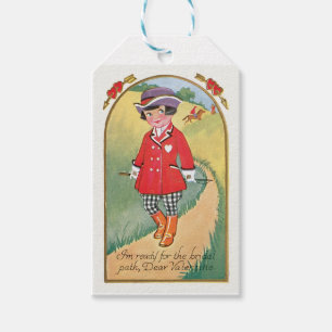 Etiquetas Para Regalos Antiguo corazón Chica de San Valentín