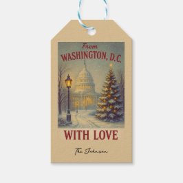 Etiquetas Para Regalos Antiguo Desde Washington DC Con Amor Navidad