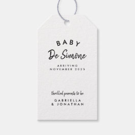Etiquetas Para Regalos Anuncio de Embarazo Blanco Negro Moderno
