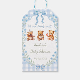 Etiquetas Para Regalos Apenas Podemos Esperar Baby Shower en Cuadros Azul