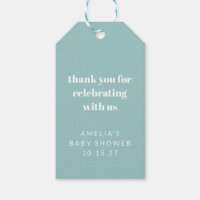 Aqua Blue Cute Personalizado Baby Shower Gracias