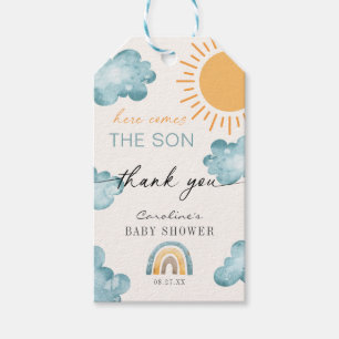 Etiquetas Para Regalos Aquí viene el hijo Ducha de bebé Sunshine