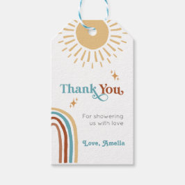 Etiquetas Para Regalos Aquí viene el hijo retro Boho Baby Shower