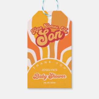 Etiquetas Para Regalos Aquí Viene El Hijo Retro Sunshine Baby Shower